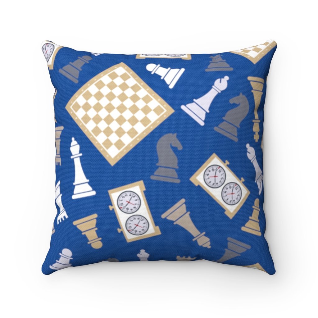 Chess Pieces, Clocks and Boards Square Pillow - MateInFour